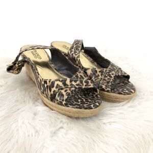 Franco Sarto 7.5 M Womens Cheetah Print Comedy Slingback Espadrille Wedges